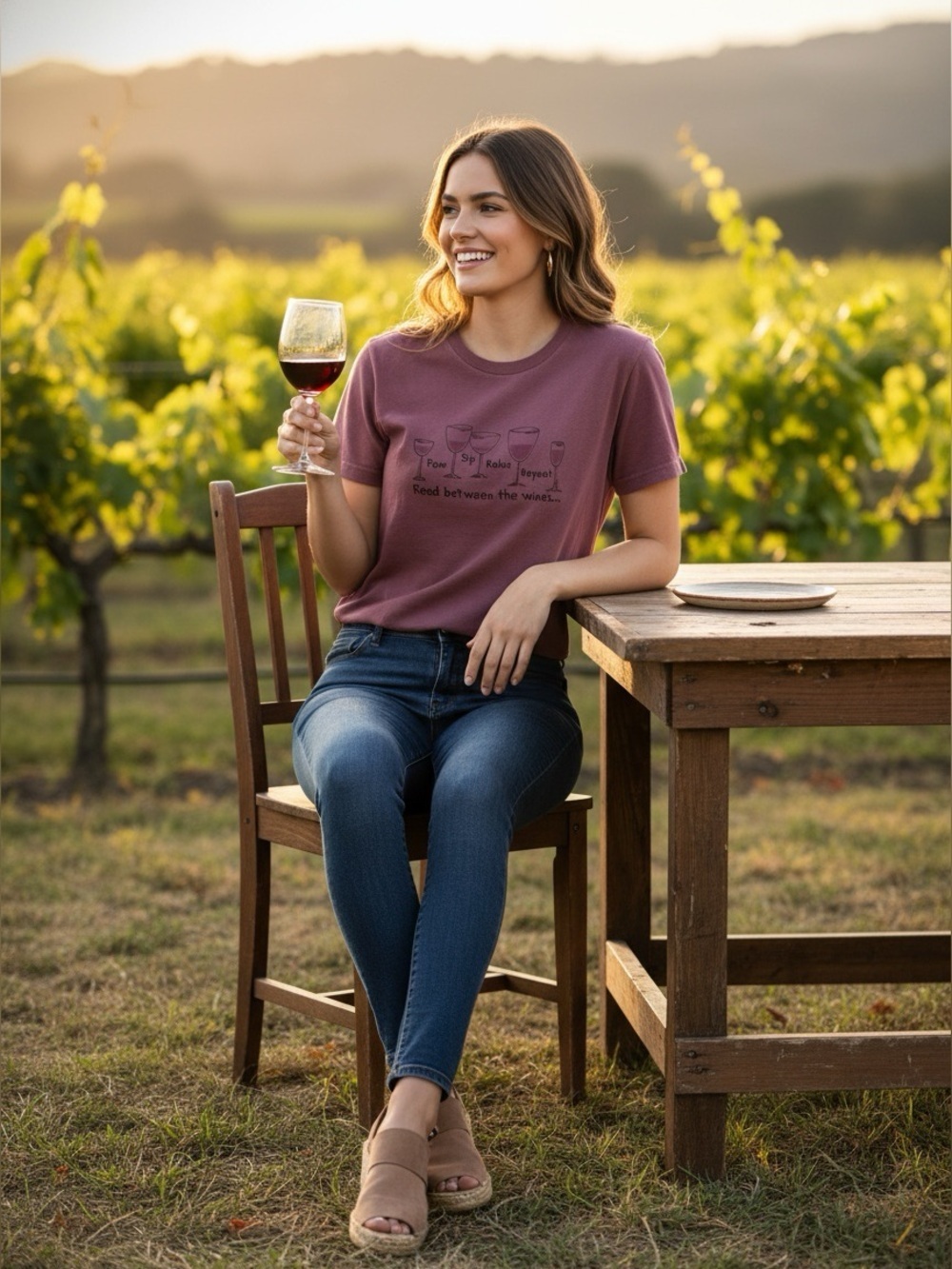 Wine Graphic Short Sleeve Tee - Wine Berry